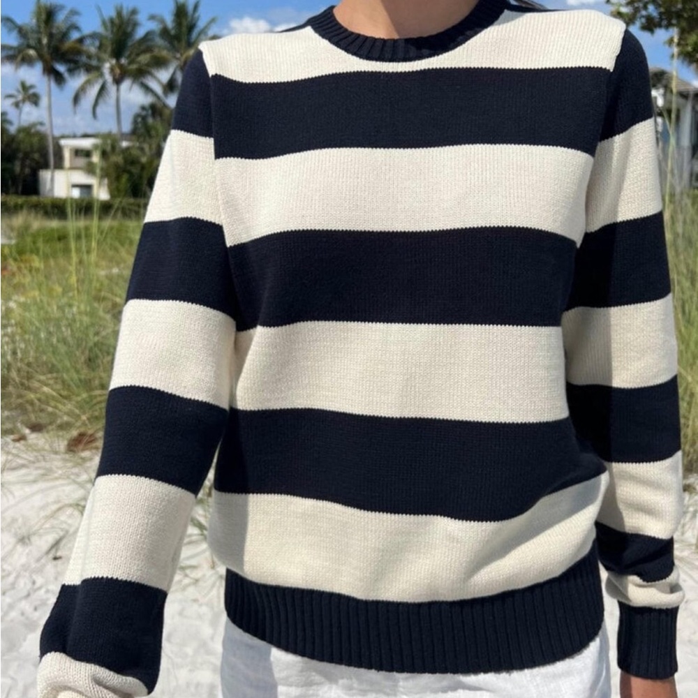 Brandy Melville Black & White Striped Crewneck Sweater